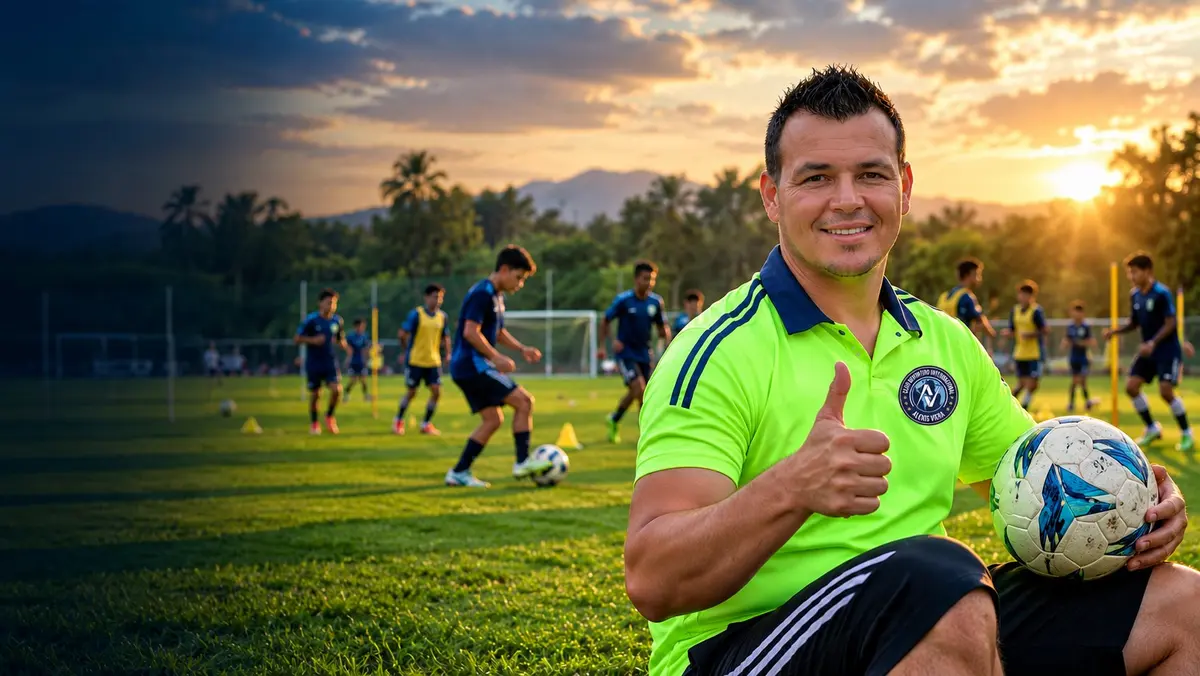 Alexis Viera en un campo de fútbol durante una sesión de entrenamiento
